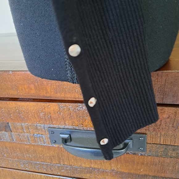 Zara Ribbed Knit Sweater Size Medium Black Crewneck Studded Chevron Pattern - Picture 8 of 12